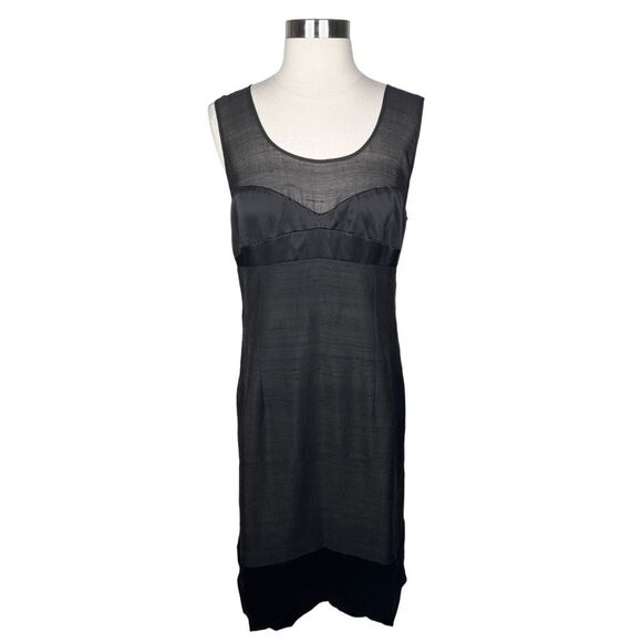 Narciso Rodriguez Black Silk Midi Cocktail Dress - Size 10 - Picture 2 of 8